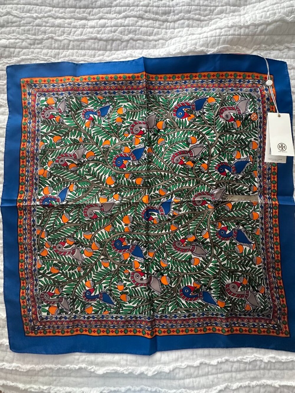 Tory Burch Something Wild 100% Silk Scarf 21x21"